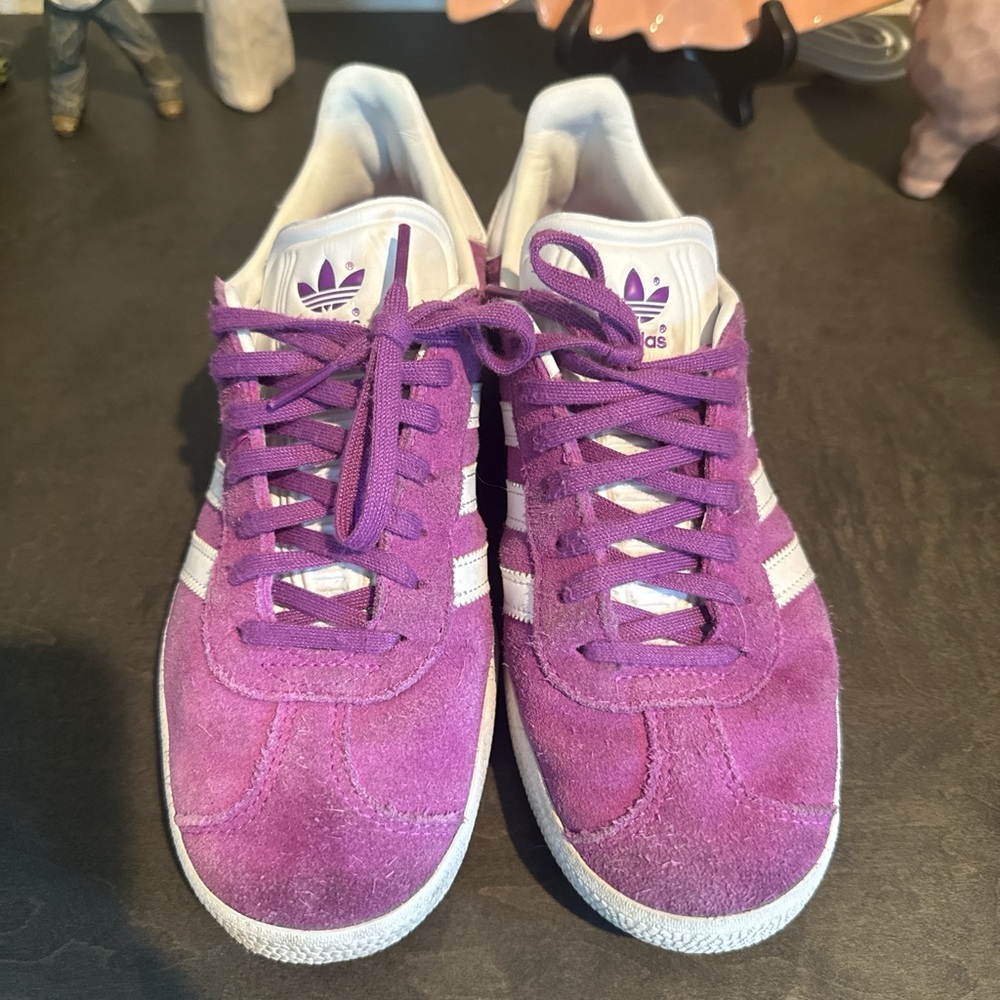 Adidas Women's Suede Gazelle Purple and White Sneakers